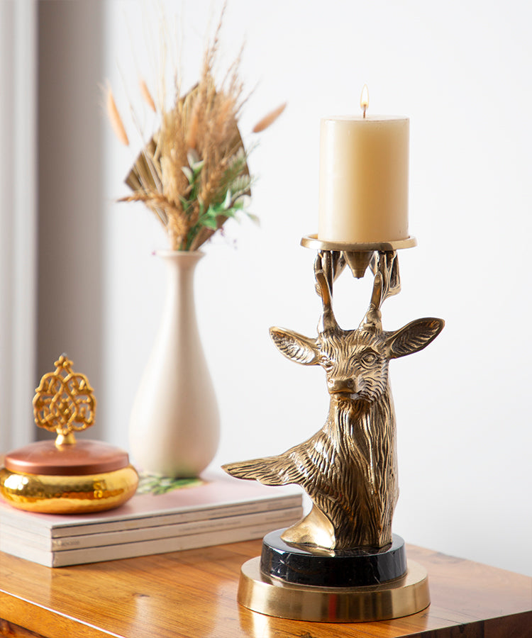 Brass Deer Candle Holder