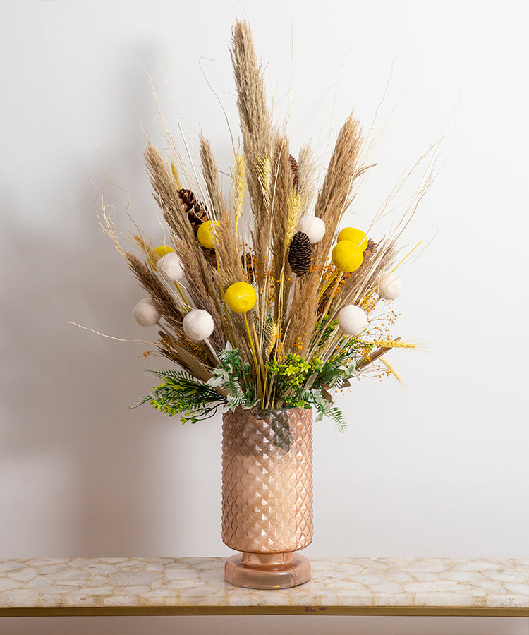 Straight Blush Rose Glass Vase