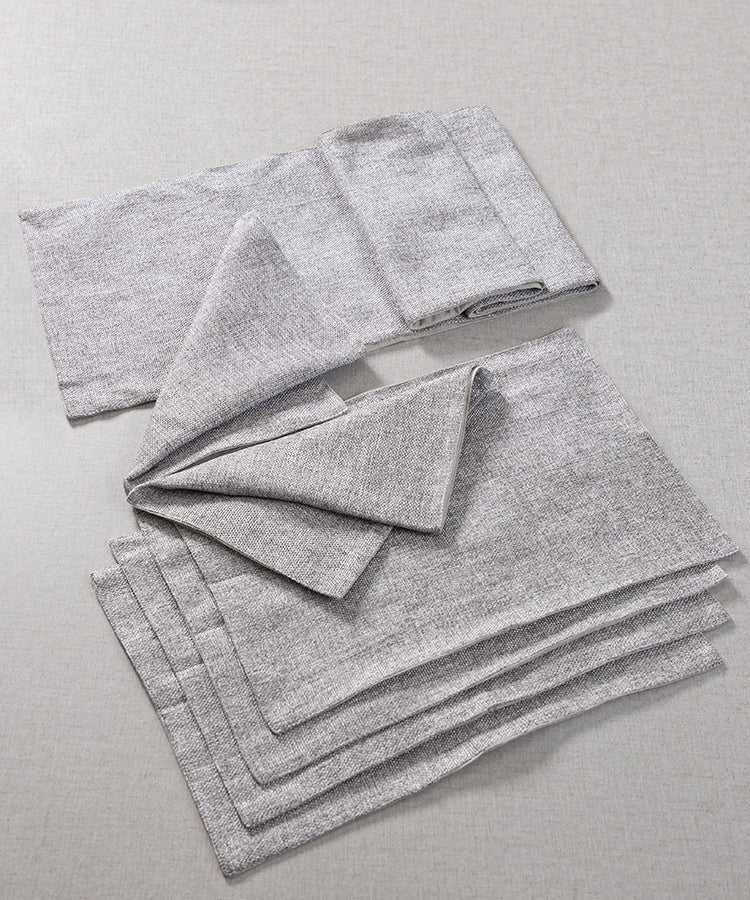 Grey Jute Set of 6 Table Mats with 1 Jute Runner