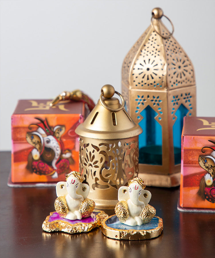 Lucky Charm Ganeshas on Semi Precious Agate Base