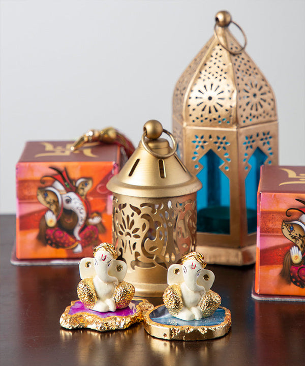 Lucky Charm Ganeshas on Semi Precious Agate Base