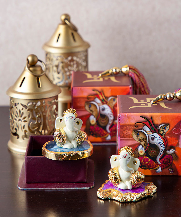 Lucky Charm Ganeshas on Semi Precious Agate Base
