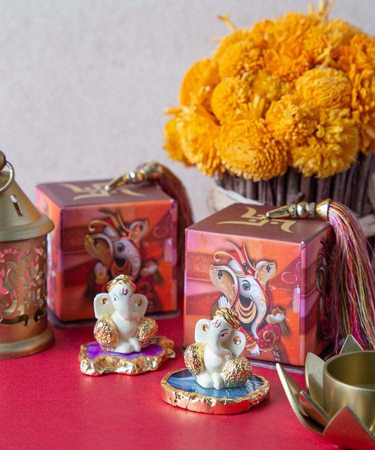 Lucky Charm Ganeshas on Semi Precious Agate Base