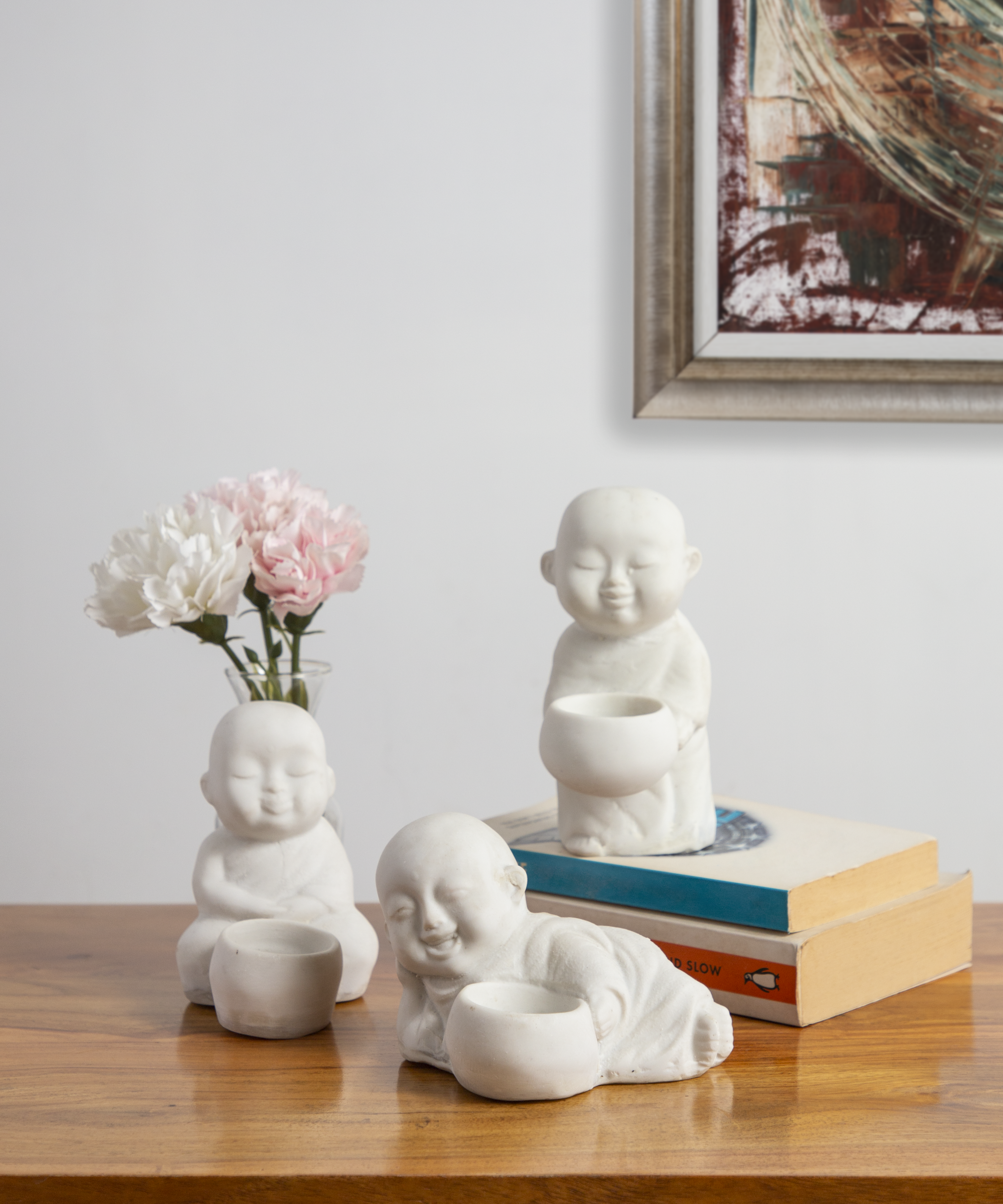 Joyful Baby Monk Decorative Candle Holders - Set of 3