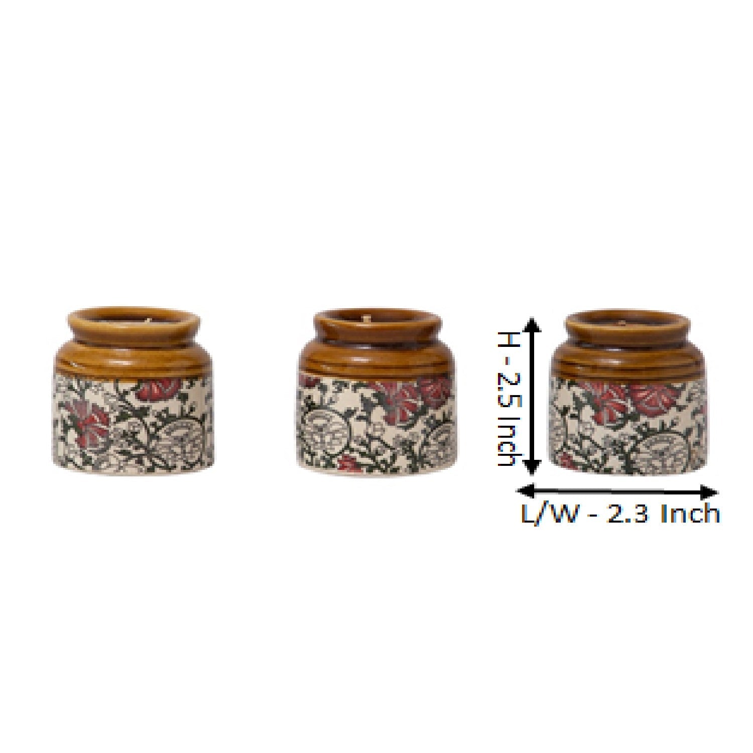 Kalamkari Burni Candle Set Of Three