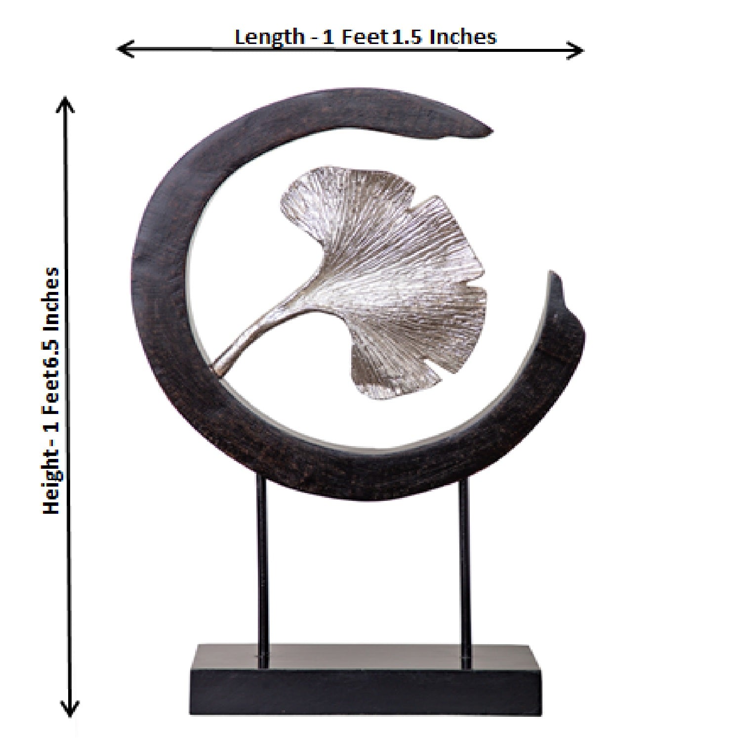 Silver Ginkgo Leaf in Black Arch Mounted on Stand