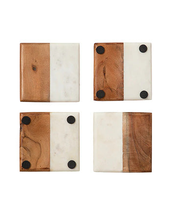 Marble & Mango Wood Coasters
