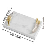 Leaf Handle Gold Silver Decorative Tray on White Marble