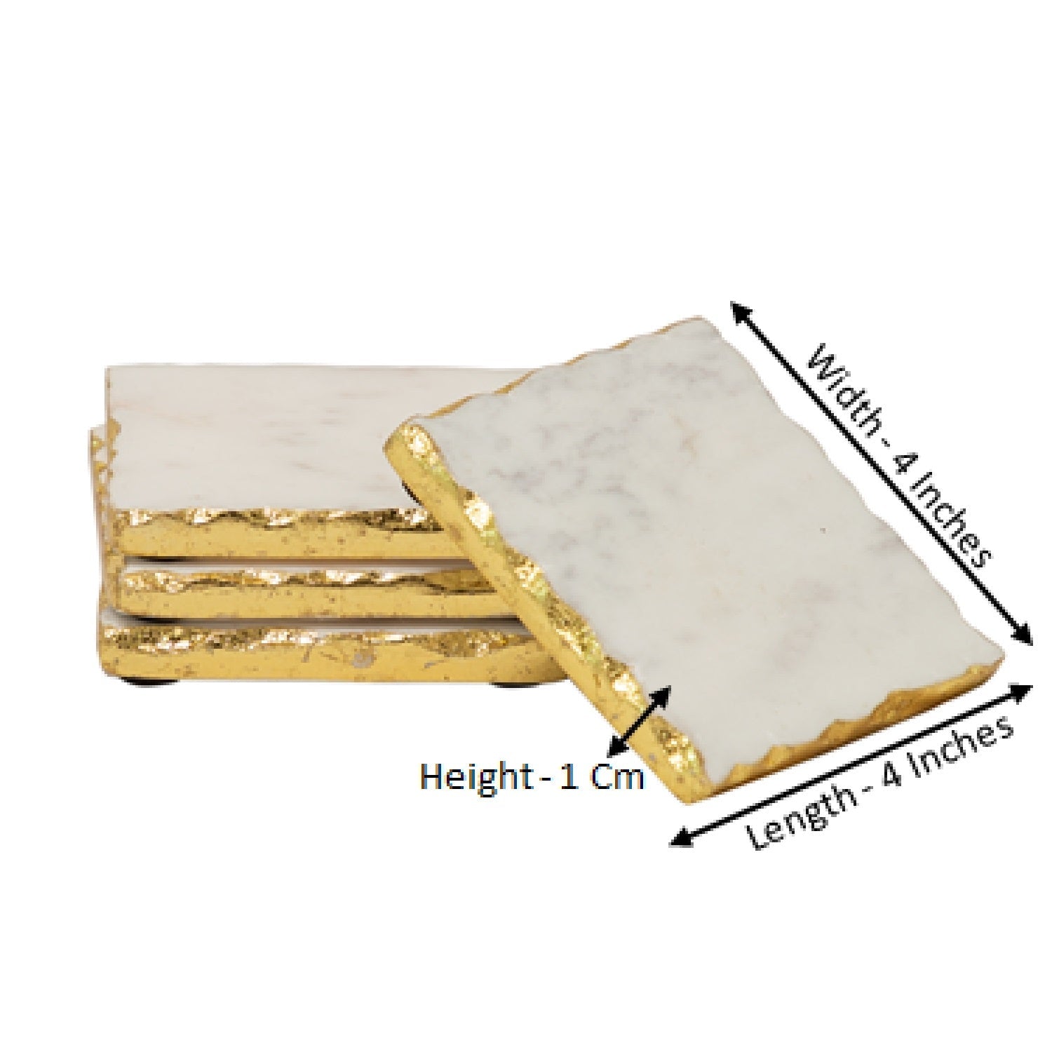 White Square Marble Coasters with Gold Foiling - Set Of 4