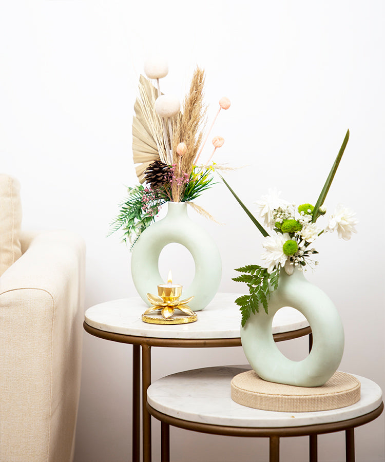 Donut Ceramic Modern Flower Vase 8" Height