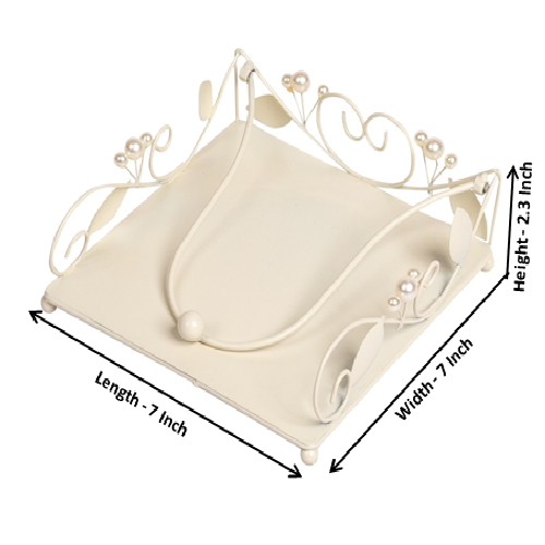 Pearl Drop and Leafy Nature Metal Napkin Holder