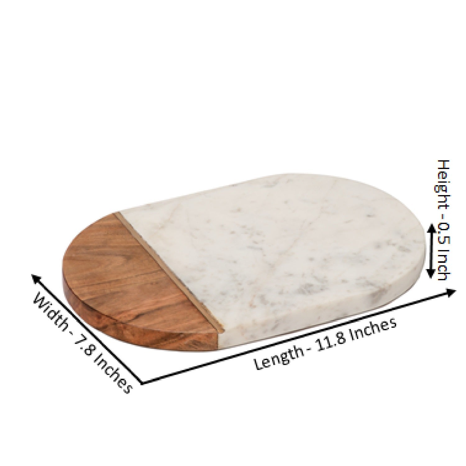 Wood And Marble Oval Platter With Brass