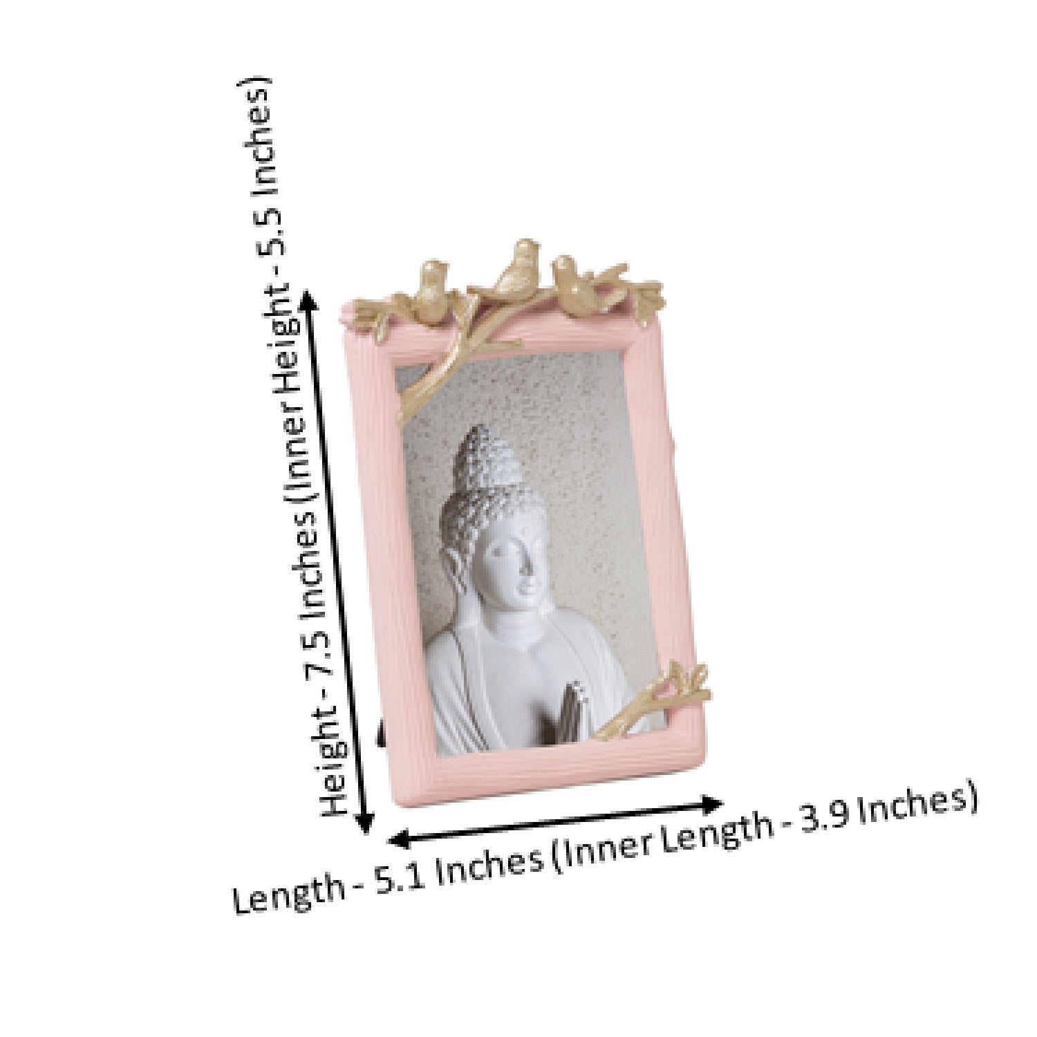 Champagne Gold Birds On Branch On Pink Photoframe Small