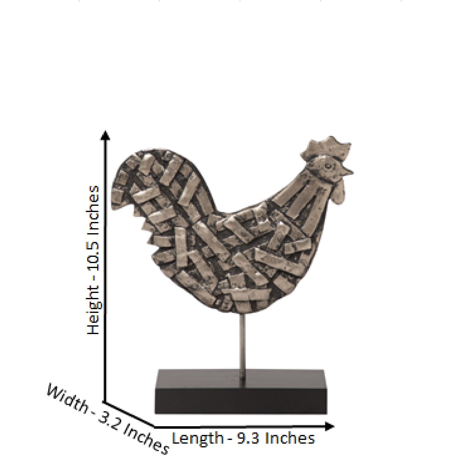 Silver And Black Oxidized Rooster