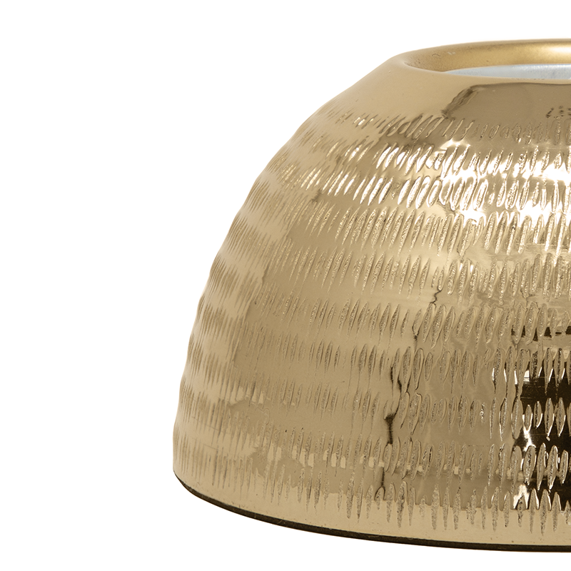 Dome Shaped Baarik Texture Tea Light Candle Holder Light Gold Finish