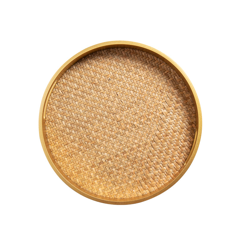 Round Weave Cane Serving Tray