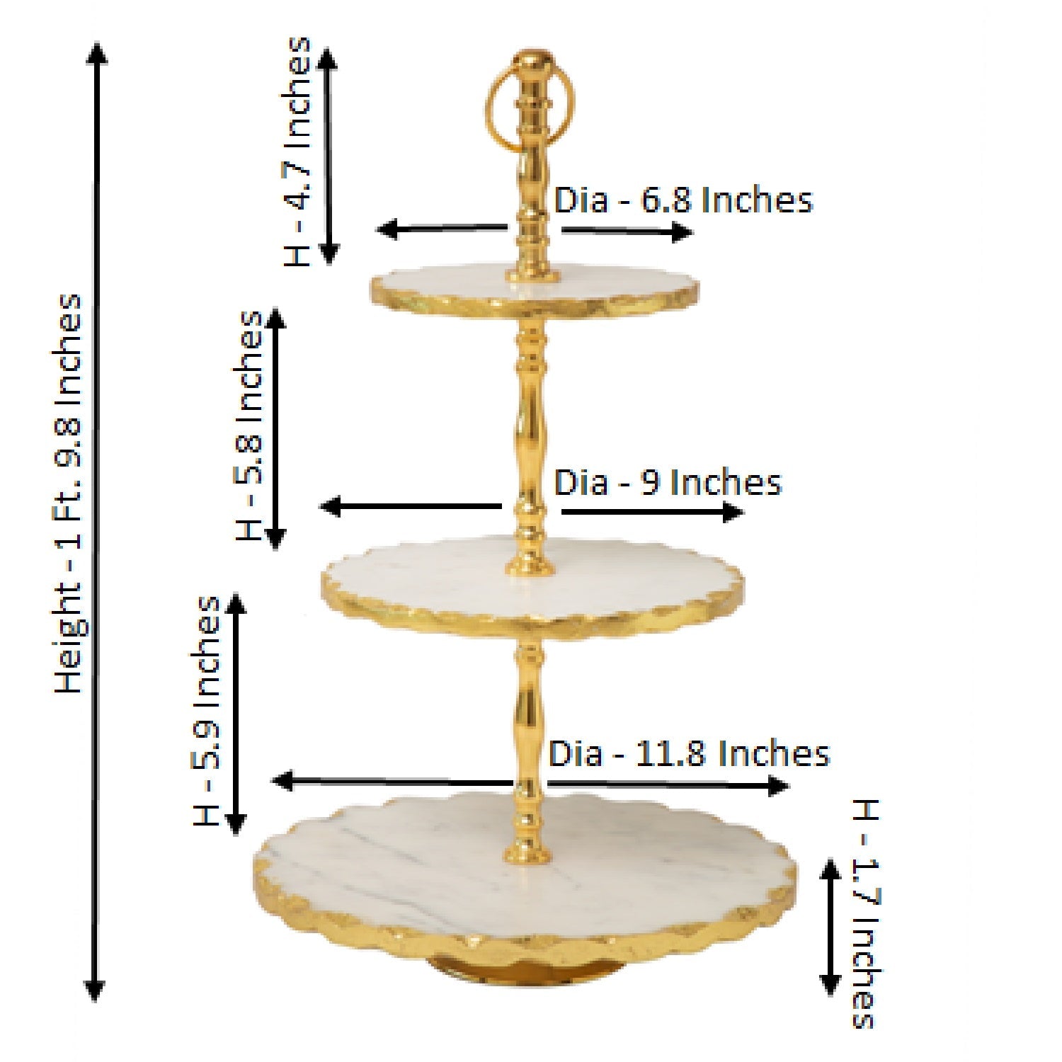 White Marble 3 Tier Dessert Stand With Gold Foiling