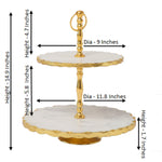 White Marble 2 Tier Dessert Stand With Gold Foiling