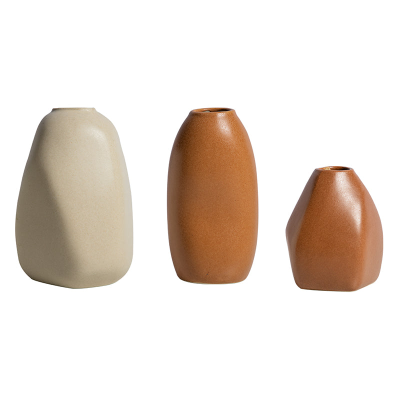 Glazed Unshaped Ceramic Vase Set of 3