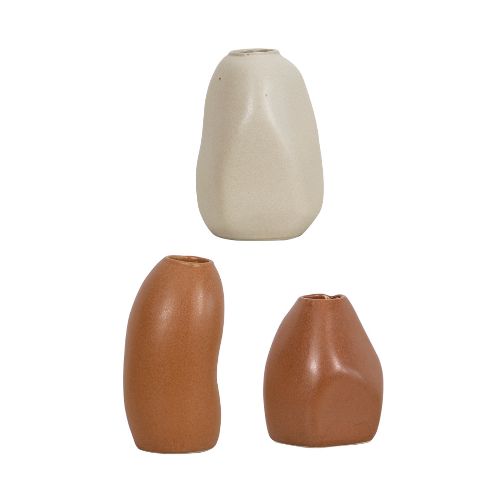 Glazed Unshaped Ceramic Vase Set of 3