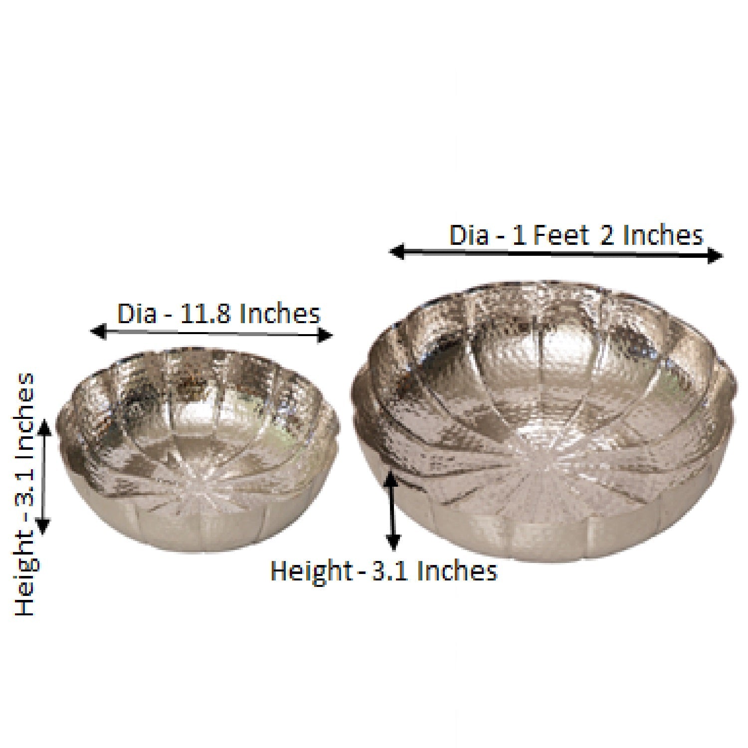 Set Of Two Flower Silver Urlis On Stand