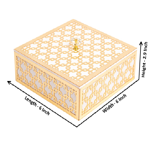 White & Gold Interlink Geometric Design Multipurpose Utility Box