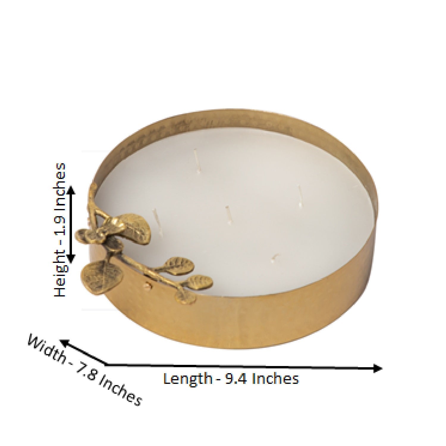 Hand Hammered Gold Metal Urli With Fragrance Wax And Flower On Stem Embellishment