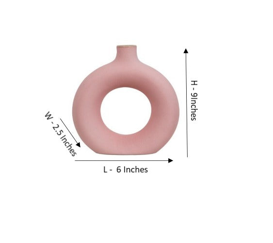 Donut Ceramic Modern Flower Vase 8" Height