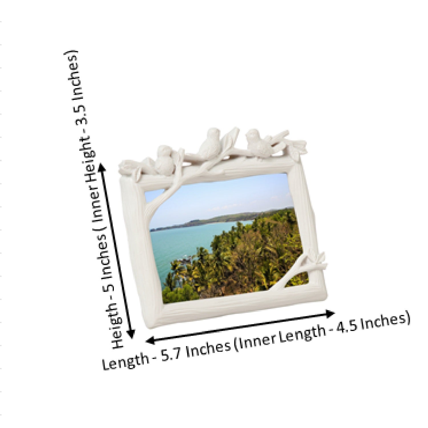 White Birds and Leaves Small Photo Frame