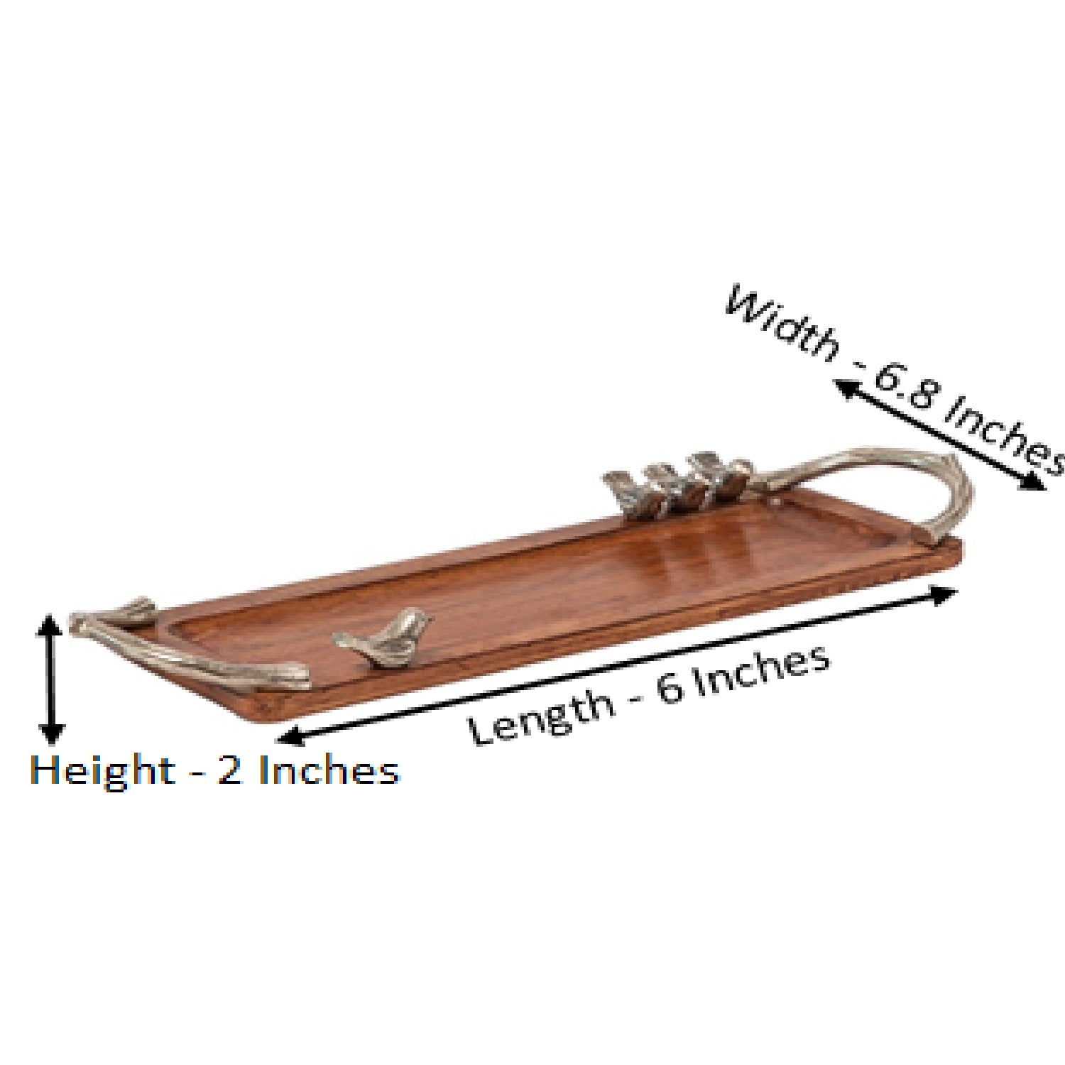 Wooden Tray With Silver Birds
