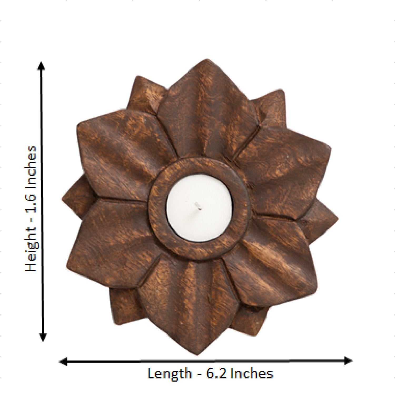 Wooden Flower Tealight Candle Holder
