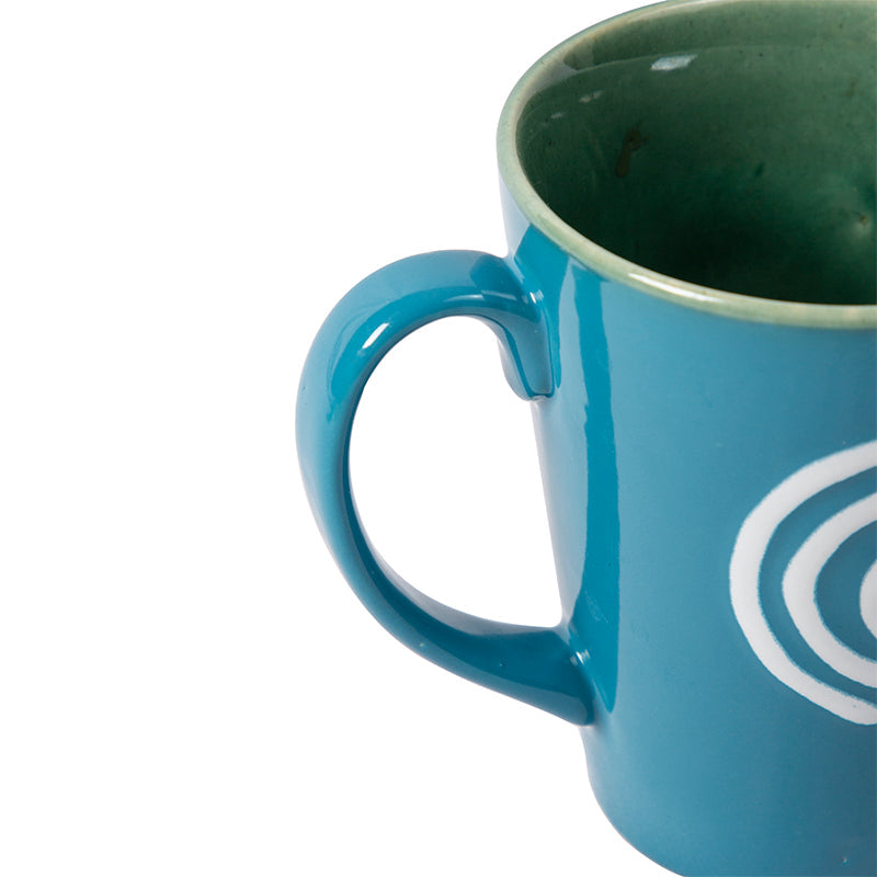 Studio Pottery Handpainted Infinity Design Dual Handglazed Aqua Blue and Green Ceramic Mug - (350 ML Microwave and Dishwasher Safe)