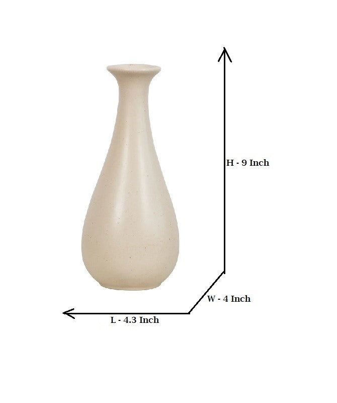 Tear Drop Shaped Off White Glazed Ceramic Modern Flower Vase