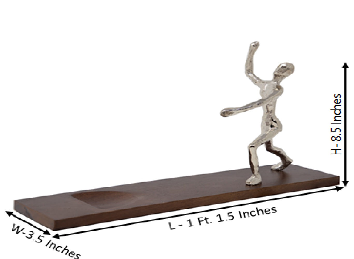 Silver Figurine Wine Holder With Wooden Base