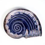 Oceanic Circular Ceramic Studio Pottery Blue, White & Brown Textured Shell Platter