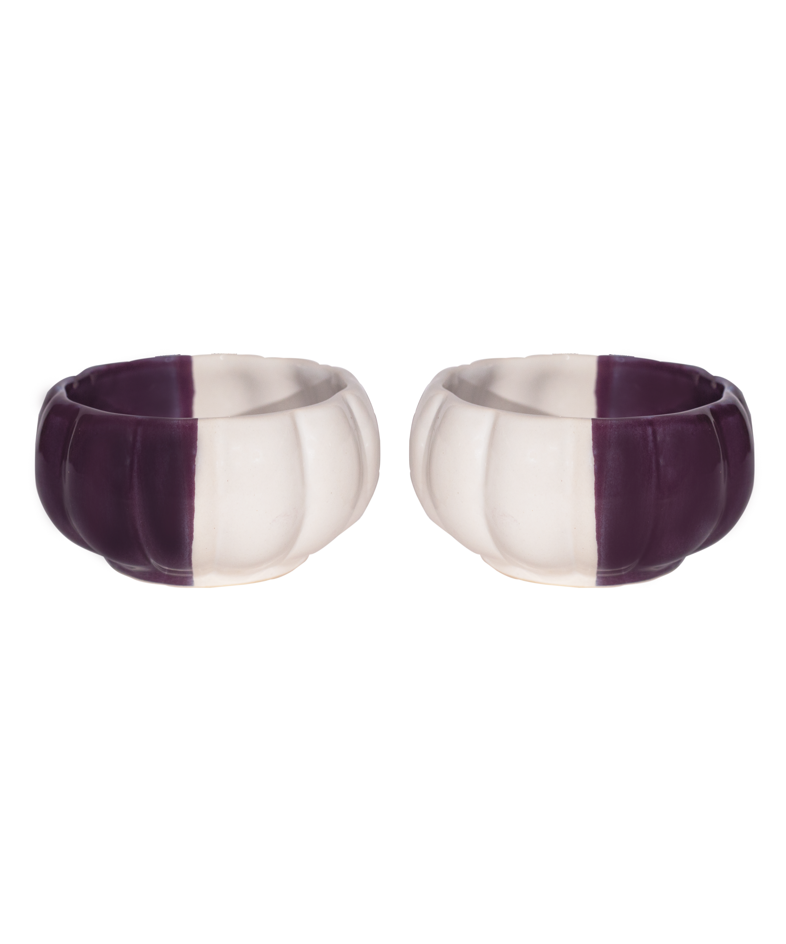 Ceramic Half Purple and White Bowls
