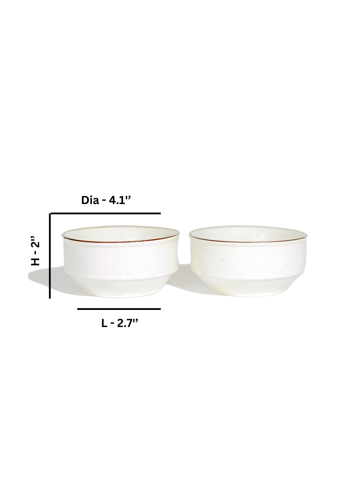 Off-White Speckled Studio Pottery Ceramic Bowls - Set of 2