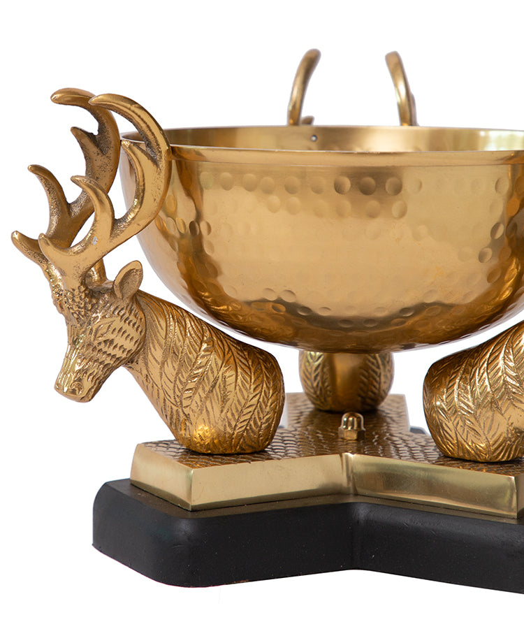 Brass Bowl On Deer Horns