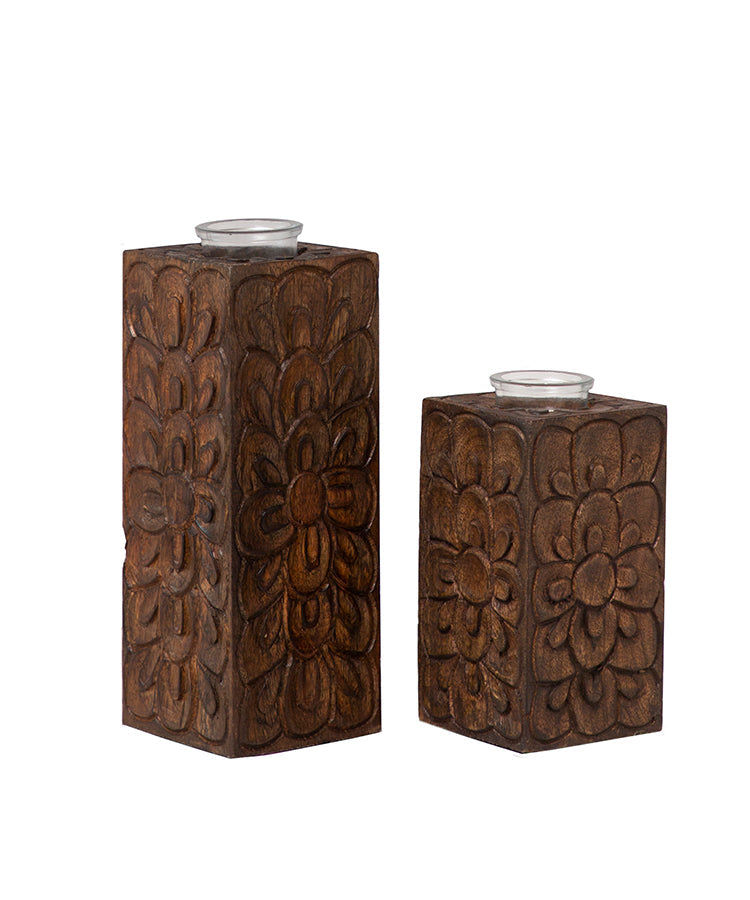 Burnt Tealight Candle Holder Set Of Two