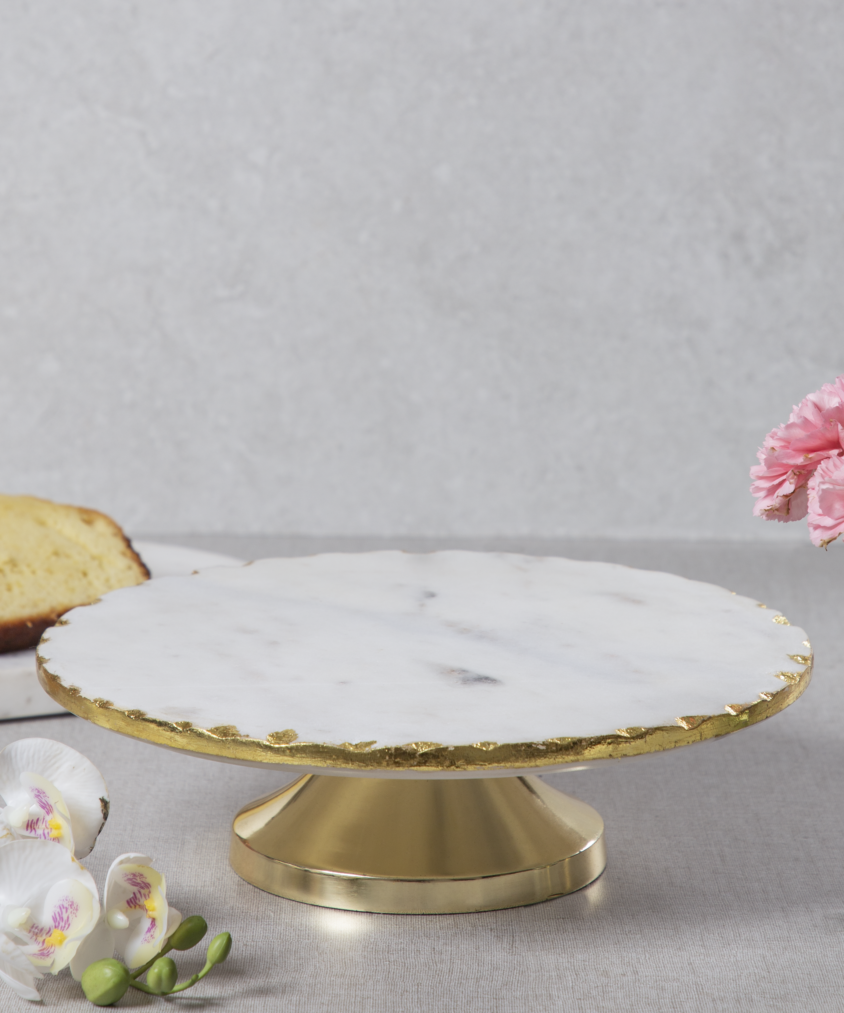 Marble and sales gold cake stand