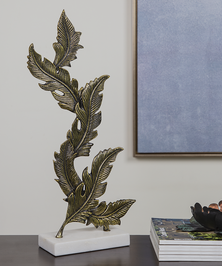 Metal Multi-Leaf Plant Sculpture
