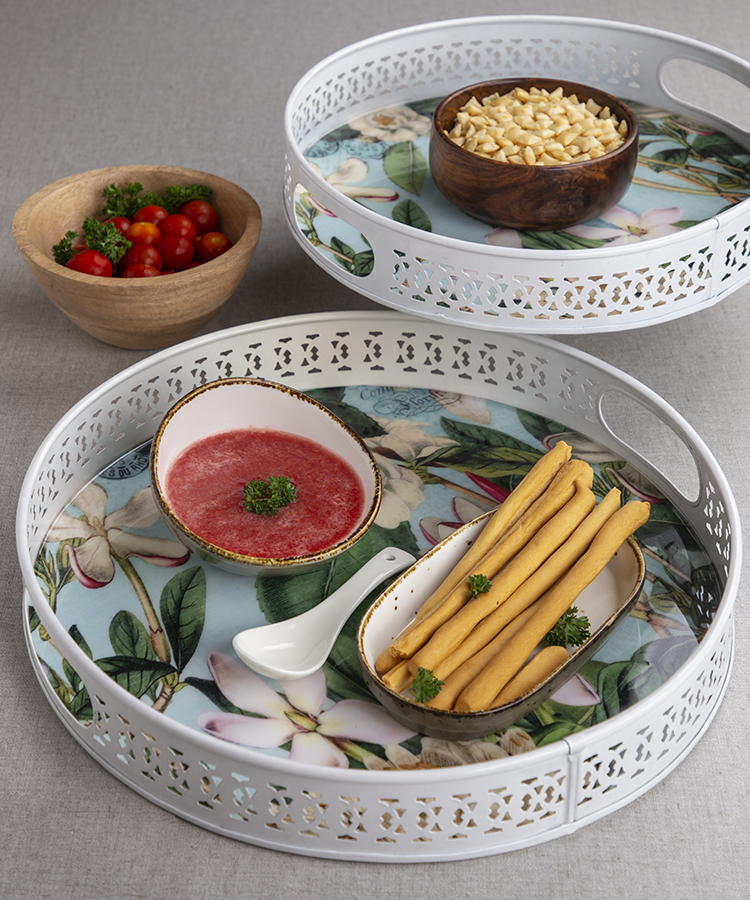 White metal serving tray deals