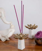 Lotus Incense Holder With Marble White Base