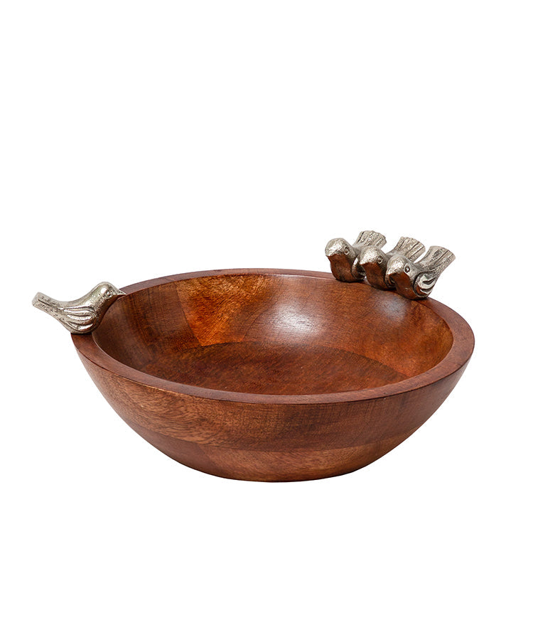 Wooden Bird Serving Bowl