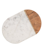 Wood And Marble Oval Platter With Brass