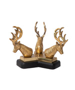 Brass Serving Bowl On Deer Horns