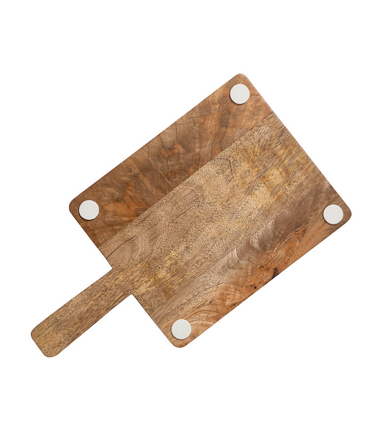 Wood And Marble Rectangle Platter with Dragonfly Motif