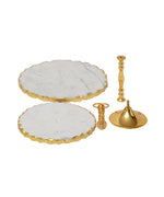White Marble 2 Tier Dessert Stand With Gold Foiling