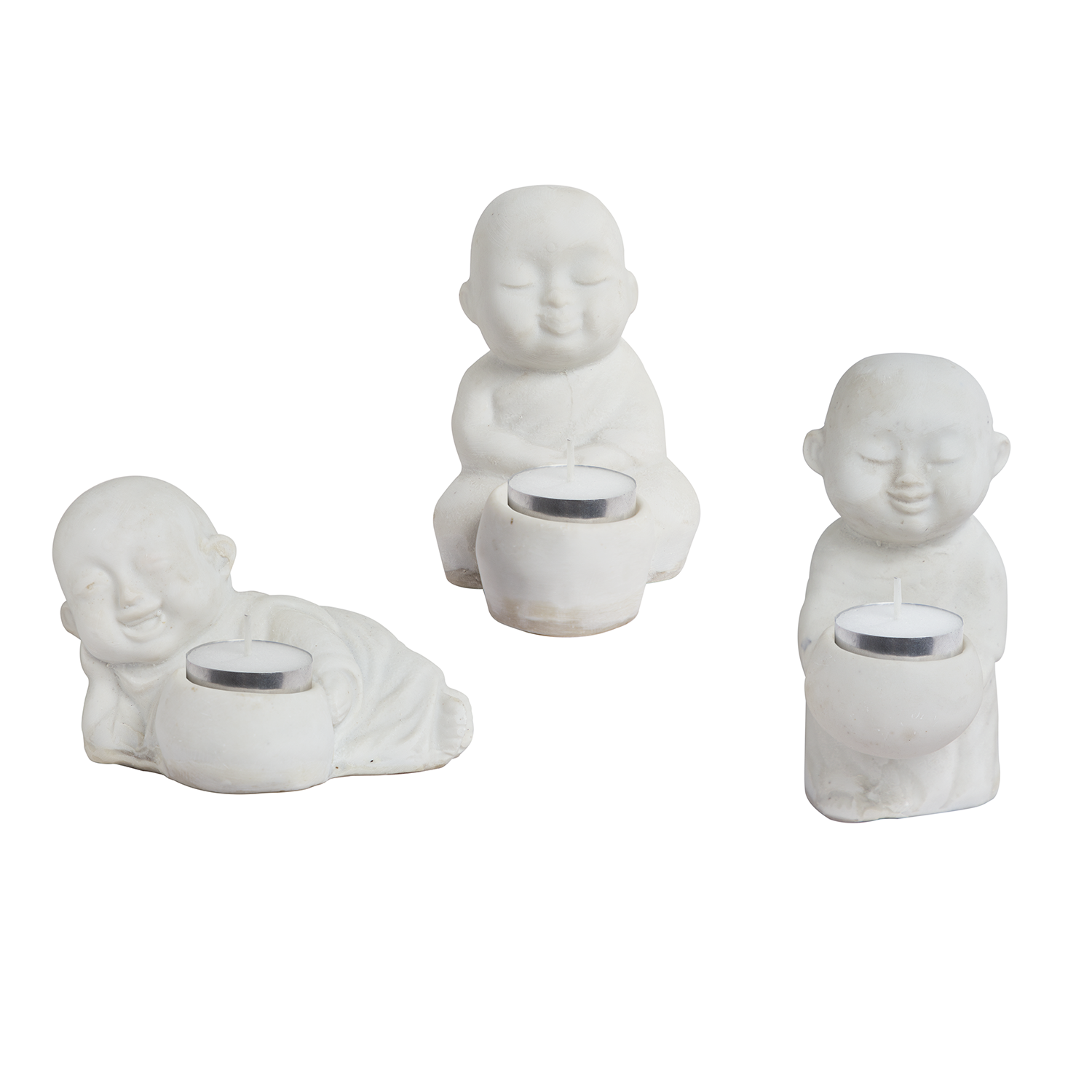 Joyful Baby Monk Decorative Candle Holders - Set of 3