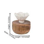 Terracotta White Rose with Wooden Base Incense Holder